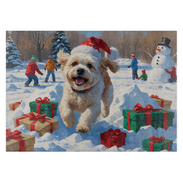 Bichon Frise Jul Festiv Snö Scen (Framsidan)