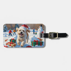 Bichon Frise Jul Festiv Snö Scen Bagagebricka