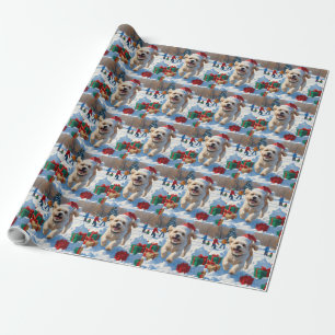 Bichon Frise Jul Festiv Snö Scen Presentpapper