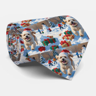 Bichon Frise Jul Festiv Snö Scen Slips