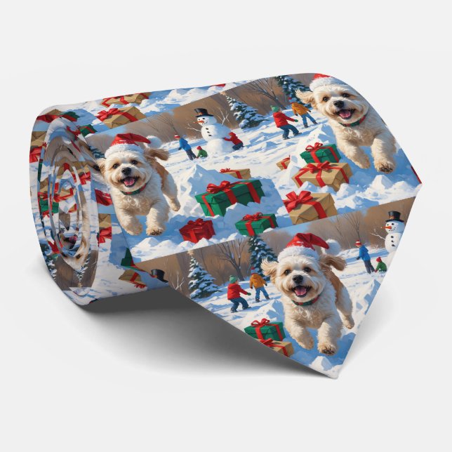 Bichon Frise Jul Festiv Snö Scen Slips (Rullad)