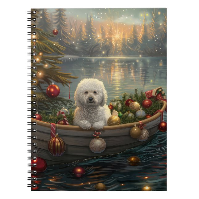 Bichon Frise jul - festlig resa Anteckningsbok (Framsidan)