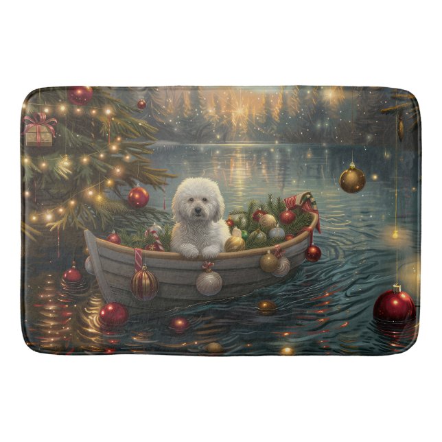 Bichon Frise jul - festlig resa Badrumsmatta (Framsidan)