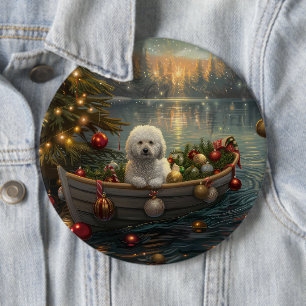Bichon Frise jul - festlig resa Knapp