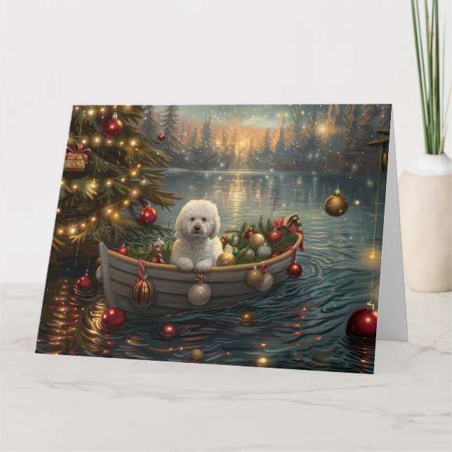 Bichon Frise jul - festlig resa Kort (Framsida)
