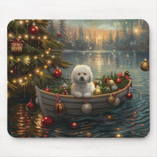 Bichon Frise jul - festlig resa Musmatta (Framsidan)