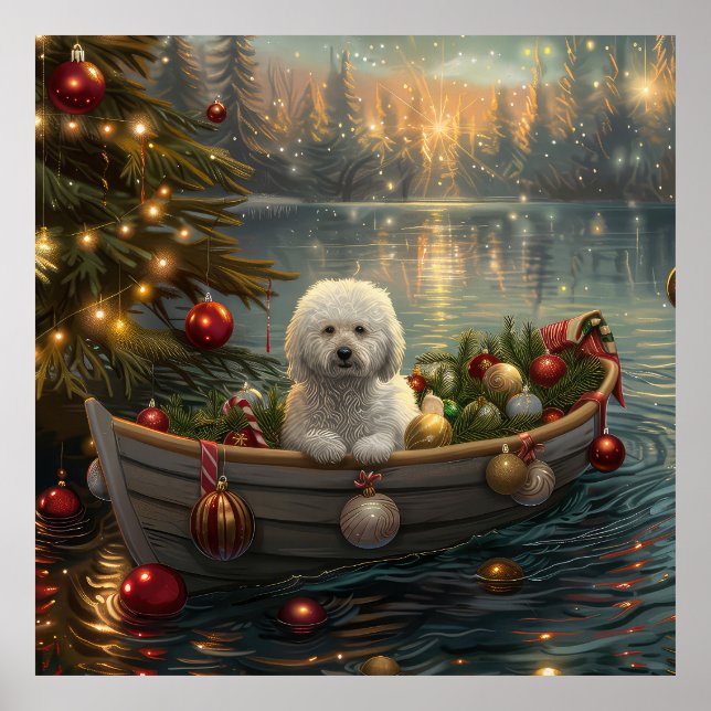 Bichon Frise jul - festlig resa Poster (Framsidan)