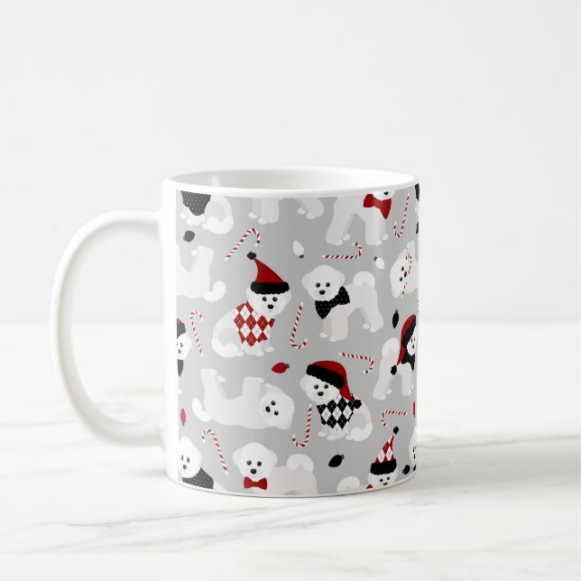 Bichon Frise jul Grått Kaffemugg (Vänster)