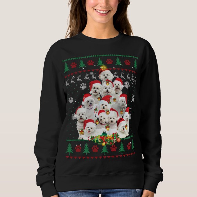 Bichon Frise jul Hund älskare Gift Ugly Sweater T Shirt (Framsida)