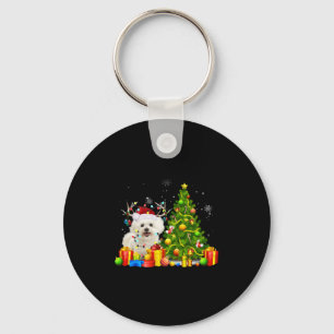 Bichon Frise jul Hund älskare Julafton Santa Nyckelring