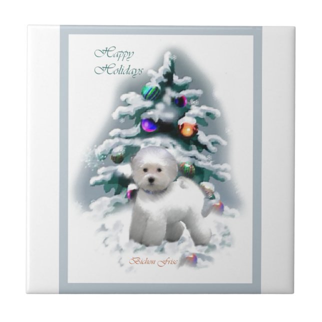 Bichon Frise jul Kakelplatta (Framsidan)
