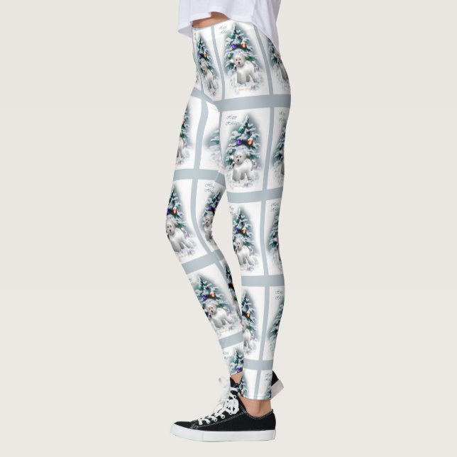 Bichon Frise jul Leggings (Vänster)