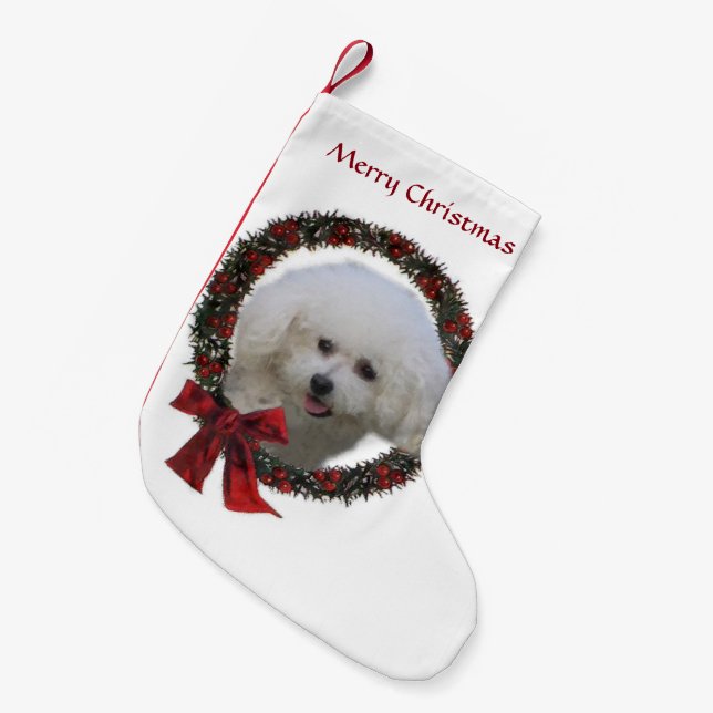Bichon Frise jul Liten Julstrumpa (Framsidan (Hängande))