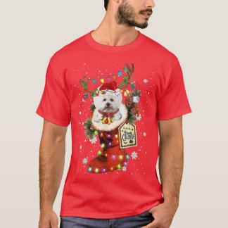 Bichon Frise Julafton Boot jul Sock Winter Snö T Shirt