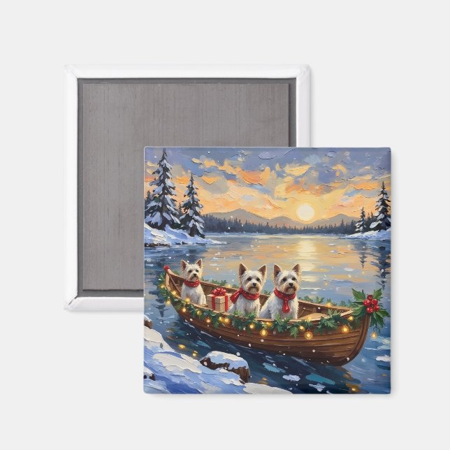 Bichon Frise julbåt semester Magnet (Front/Back)
