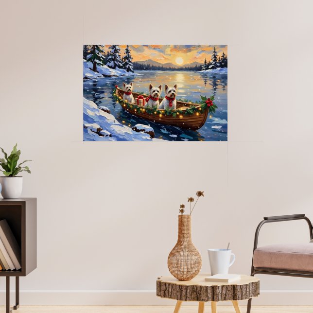 Bichon Frise julbåt semester Poster (Vardagsrum 3)