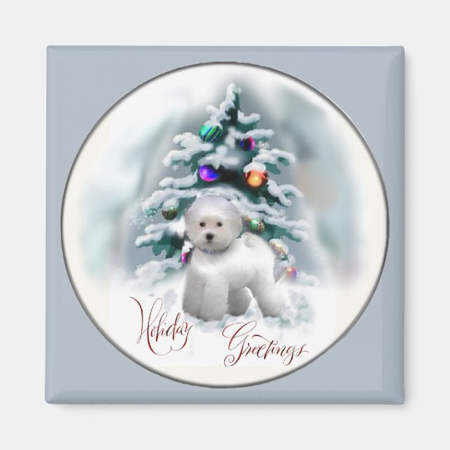 Bichon Frise-julgåvor Magnet (Framsidan)