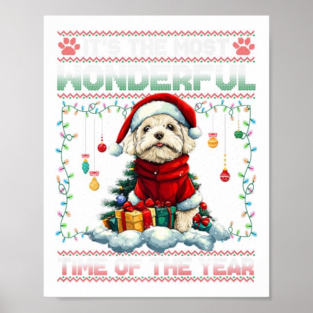 Bichon Frise Julgran Dekoration Hund älskare Poster (Framsidan)