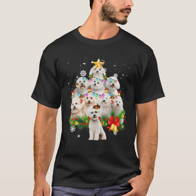 Bichon Frise Julgran X-Mas Dekoration Funn T Shirt (Framsida)