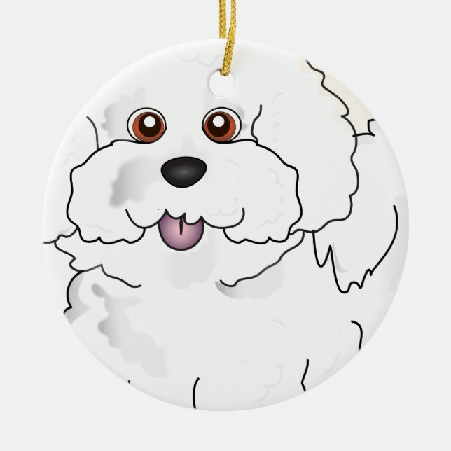 Bichon Frise Julgransprydnad Keramik (Framsidan)