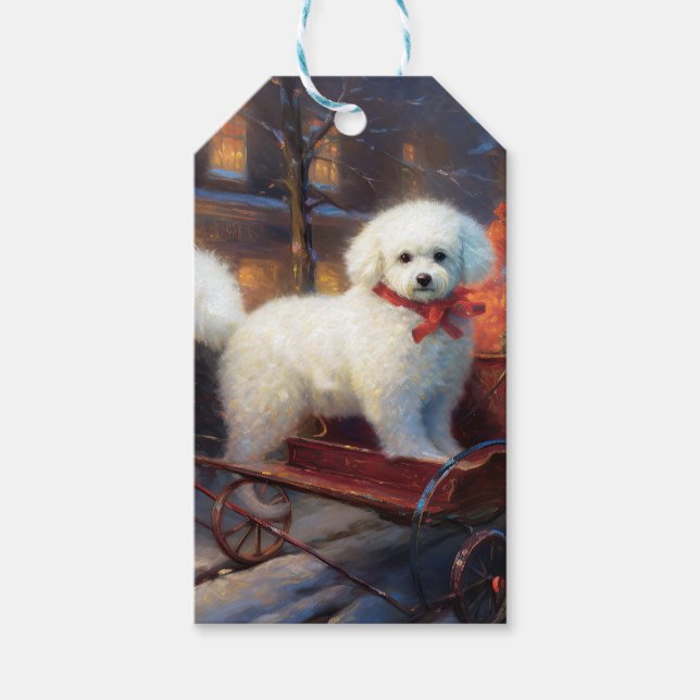 Bichon Frise Julhögtider Presentetikett (Framsidan)