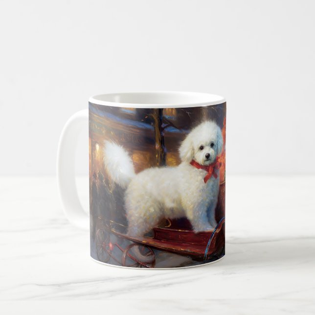 Bichon Frise Julhögtidssäsong Kaffemugg (Framsida vänster)