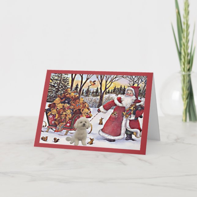 Bichon Frise julkortSanta björnar Helgkort (Framsida)
