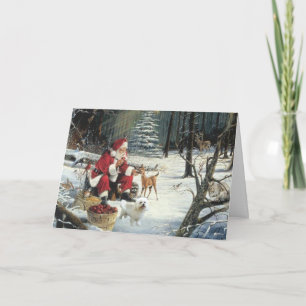Bichon Frise julkortSanta skogen Helgkort
