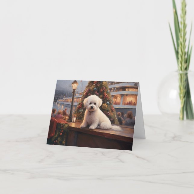 Bichon Frise Julkryssning: Pawsome Högtid  Kort (Framsida)
