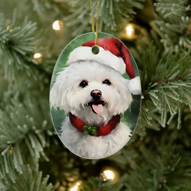 Bichon Frise Julpenselmålning Julgransprydnad Keramik (Träd)