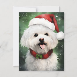 Bichon Frise Julpenselmålning Julkort