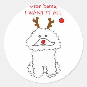Bichon Frise kära Santa Runt Klistermärke