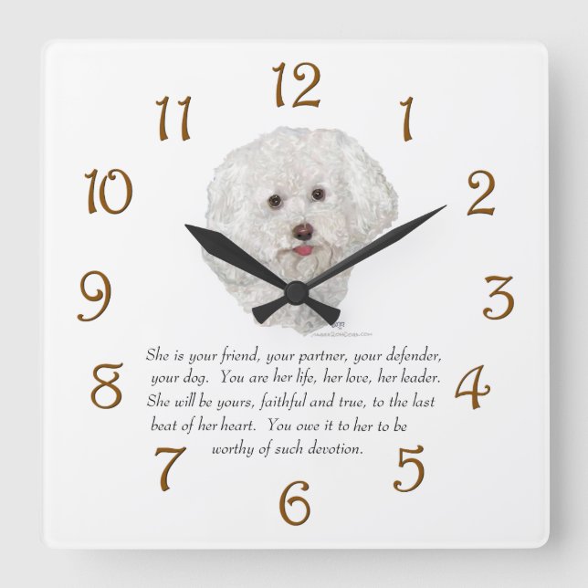Bichon Frise Keepsaké FEMALE Fyrkantig Klocka (Framsida)