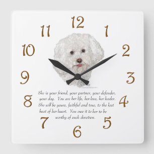 Bichon Frise Keepsaké FEMALE Fyrkantig Klocka