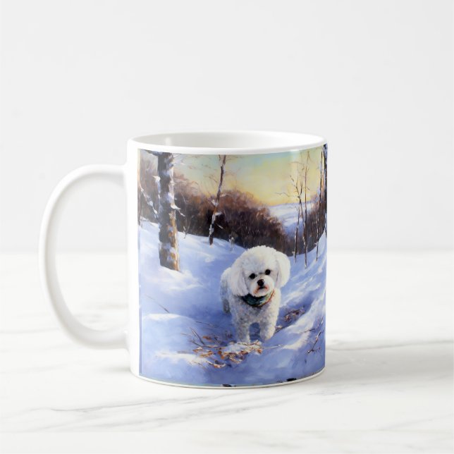 Bichon Frise Låt det snöa jul Kaffemugg (Vänster)