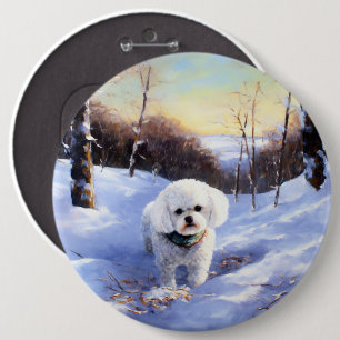 Bichon Frise Låt det snöa jul Knapp