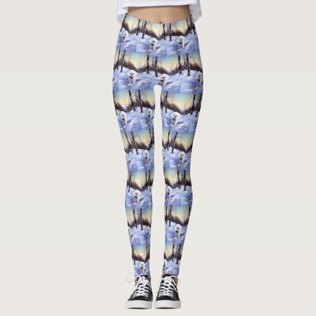 Bichon Frise Låt det snöa jul Leggings (Framsida)