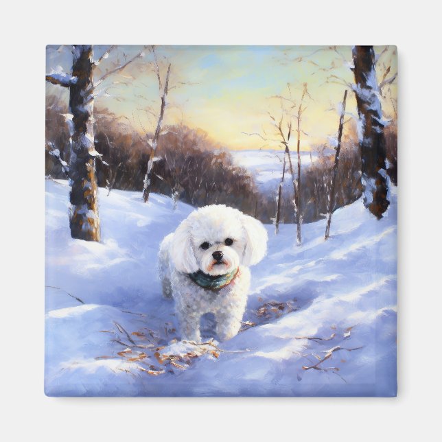 Bichon Frise Låt det snöa jul Magnet (Framsidan)