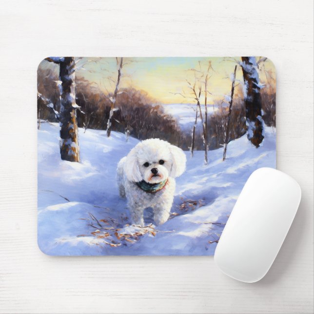 Bichon Frise Låt det snöa jul Musmatta (Med mus)