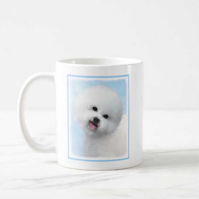 Bichon Frise-målning - Söt originell hundkonst Kaffemugg (Vänster)