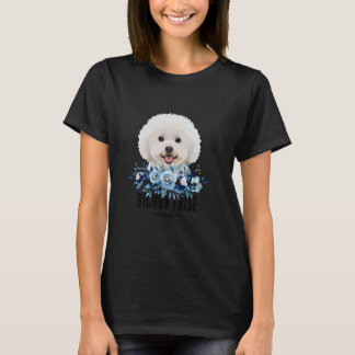Bichon Frise med blommor Hundmamma Söt Husdjursäga T Shirt