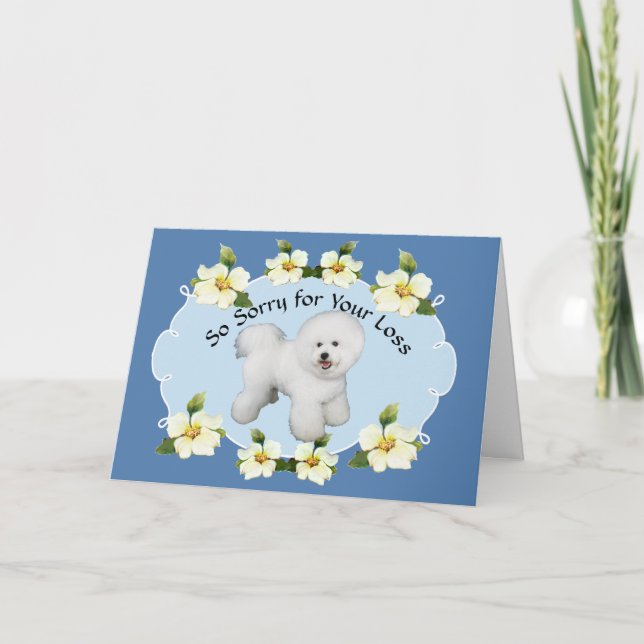 Bichon Frise med Blue Dogwood Sympathy Kort (Framsida)