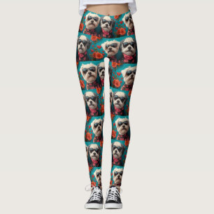 Bichon Frise med hjärter Rosor Alla hjärtans dag Leggings