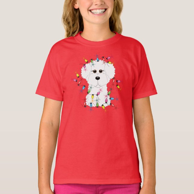 Bichon Frise med julljus Tee (Framsida)