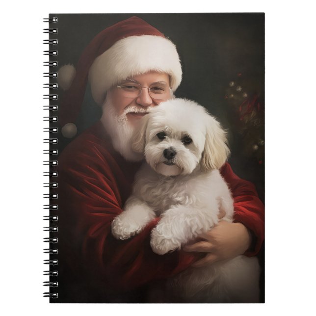 Bichon Frise med Jultomten julafton Anteckningsbok (Framsidan)