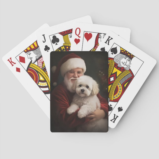 Bichon Frise med Jultomten julafton Casinokort (Baksidan)