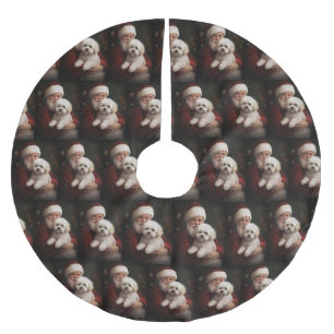 Bichon Frise med Jultomten julafton Julgransmatta Borstad Polyester