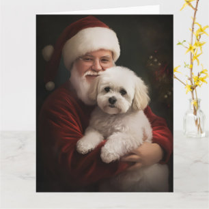 Bichon Frise med Jultomten julafton Kort