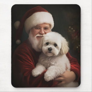Bichon Frise med Tomte Festlig jul Musmatta