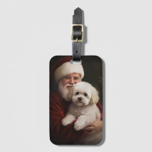 Bichon Frise med Tomte Julfirande jul Bagagebricka